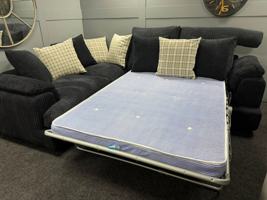 Black Corded Corner Sofa With Sofabed