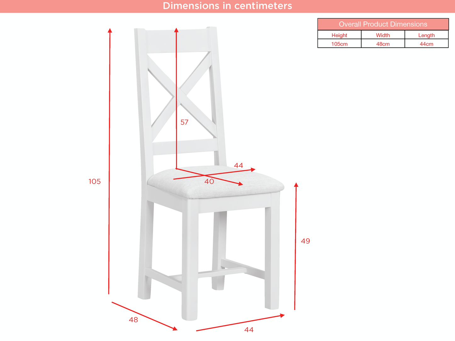 Windermere Painted Cross Back Dining Chair (PAIR)