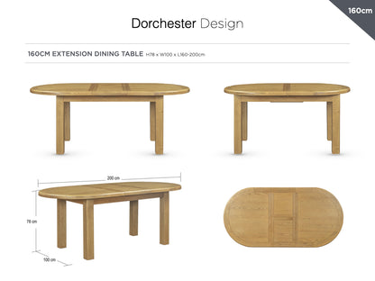 Dorchester Oak 160-200 Oval Extension Table