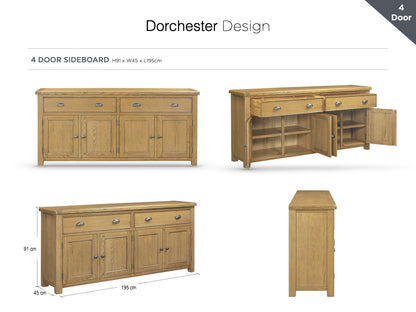 Dorchester Oak 4 Door Sideboard