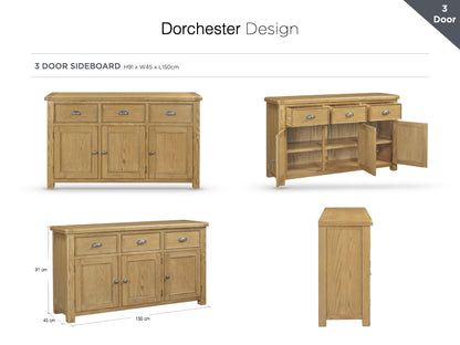 Dorchester Oak 3 Door Sideboard