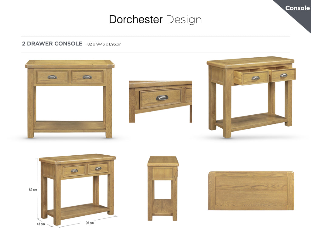 Dorchester Oak 2 Drawer Console