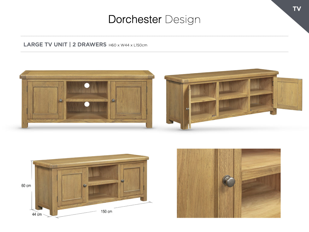 Dorchester Oak Large TV Unit with 2 drawers