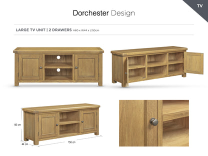 Dorchester Oak Large TV Unit with 2 drawers
