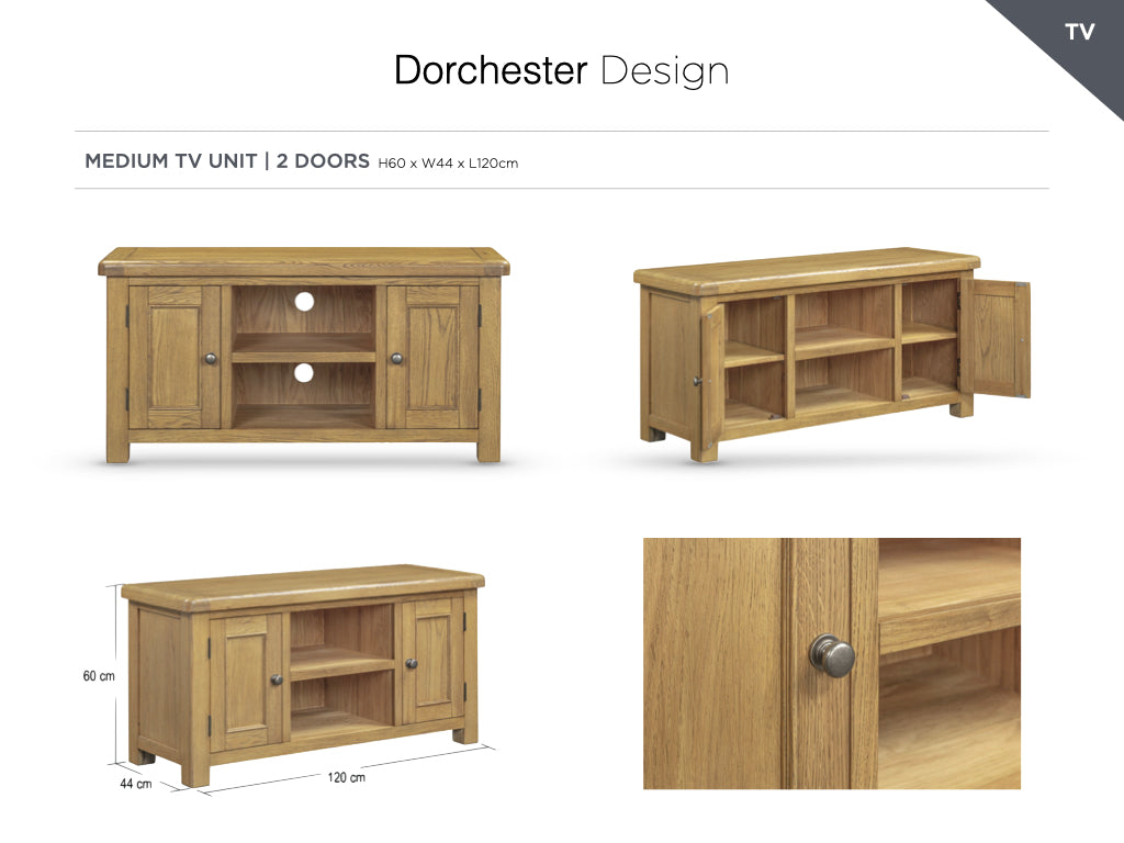 Dorchester Oak Medium TV Unit with 2 doors