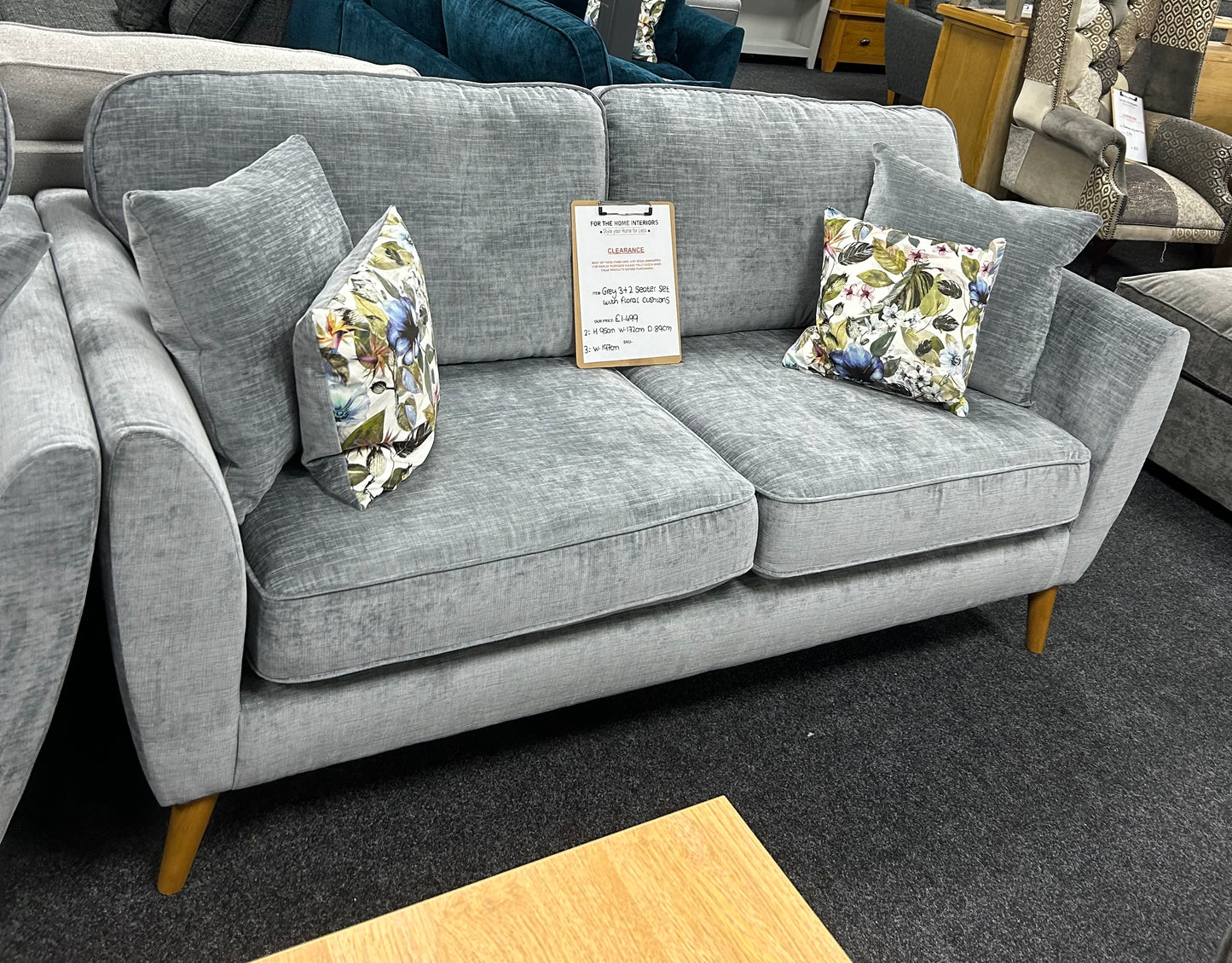 Plush Grey 2 & 3 Seater Sofa Set