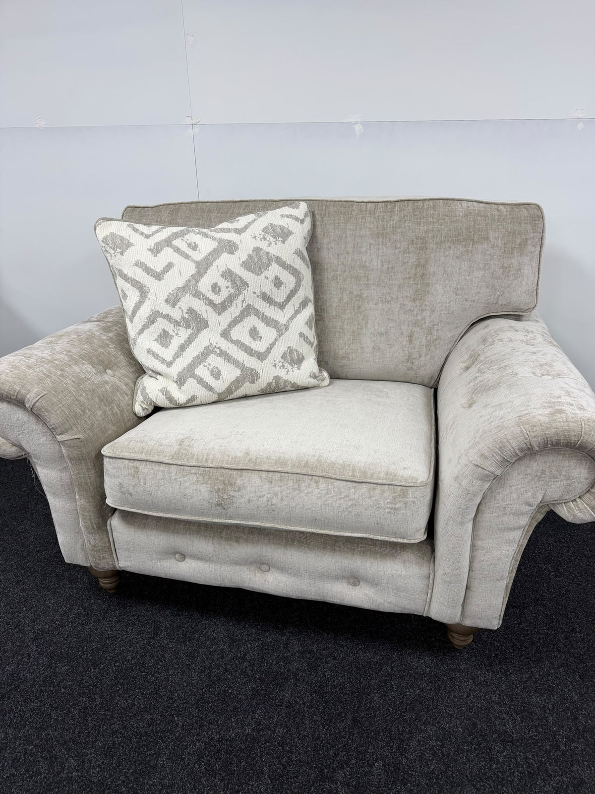 Silver Chesterfield 4 Seater & Love Chair