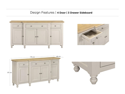Chateau Painted 4 Door 3 Drawer Sideboard