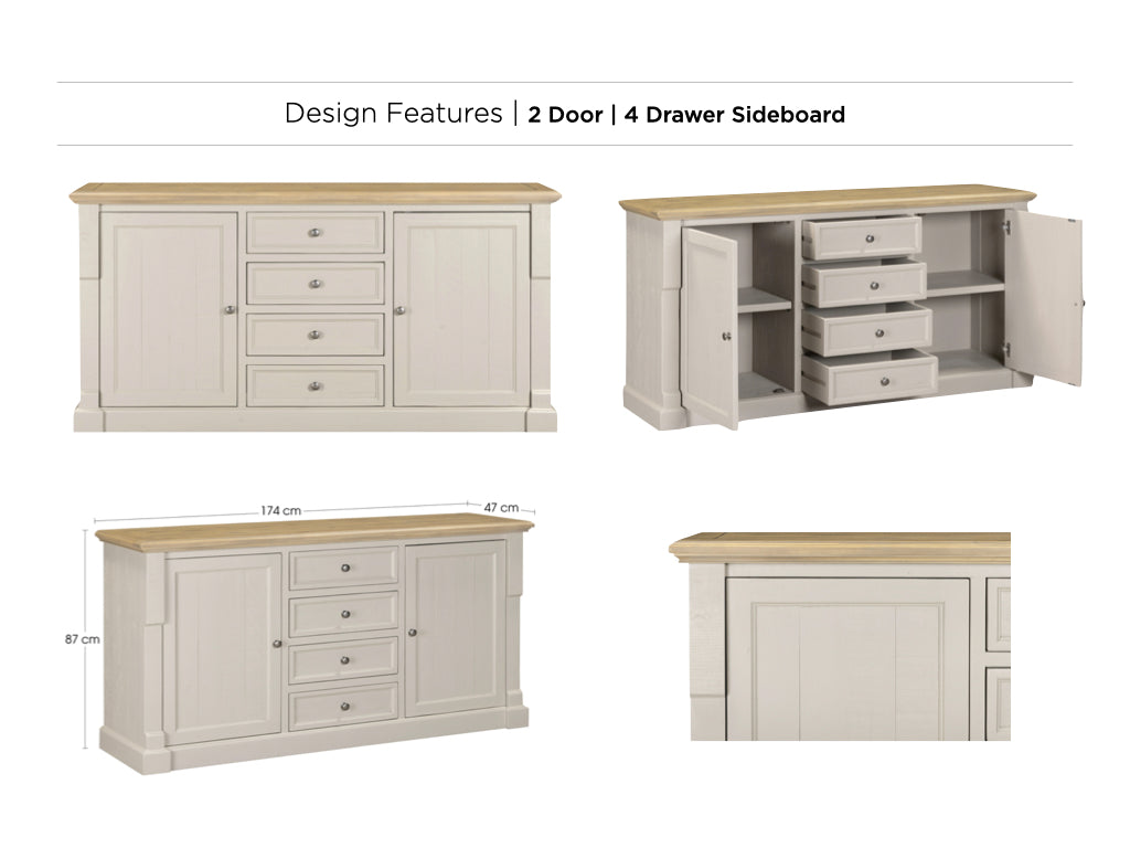 Chateau Painted 2 Door 4 Drawer Sideboard