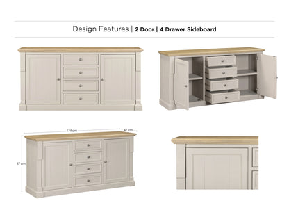 Chateau Painted 2 Door 4 Drawer Sideboard