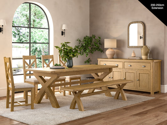 Dorchester 200-250cm Cross Leg Extension Dining Table