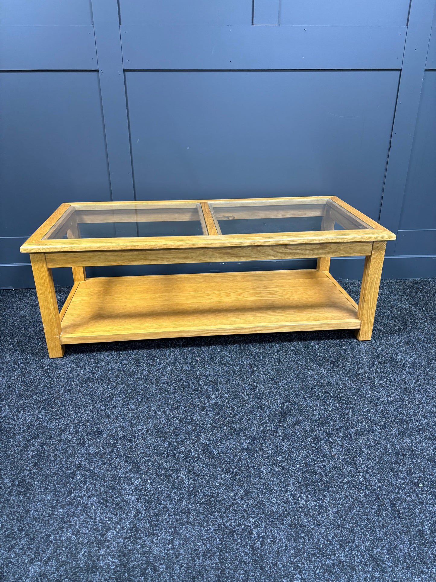 Oak Coffee Table with Glass Top