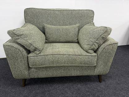 Green RHF Corner sofa & Love Chair