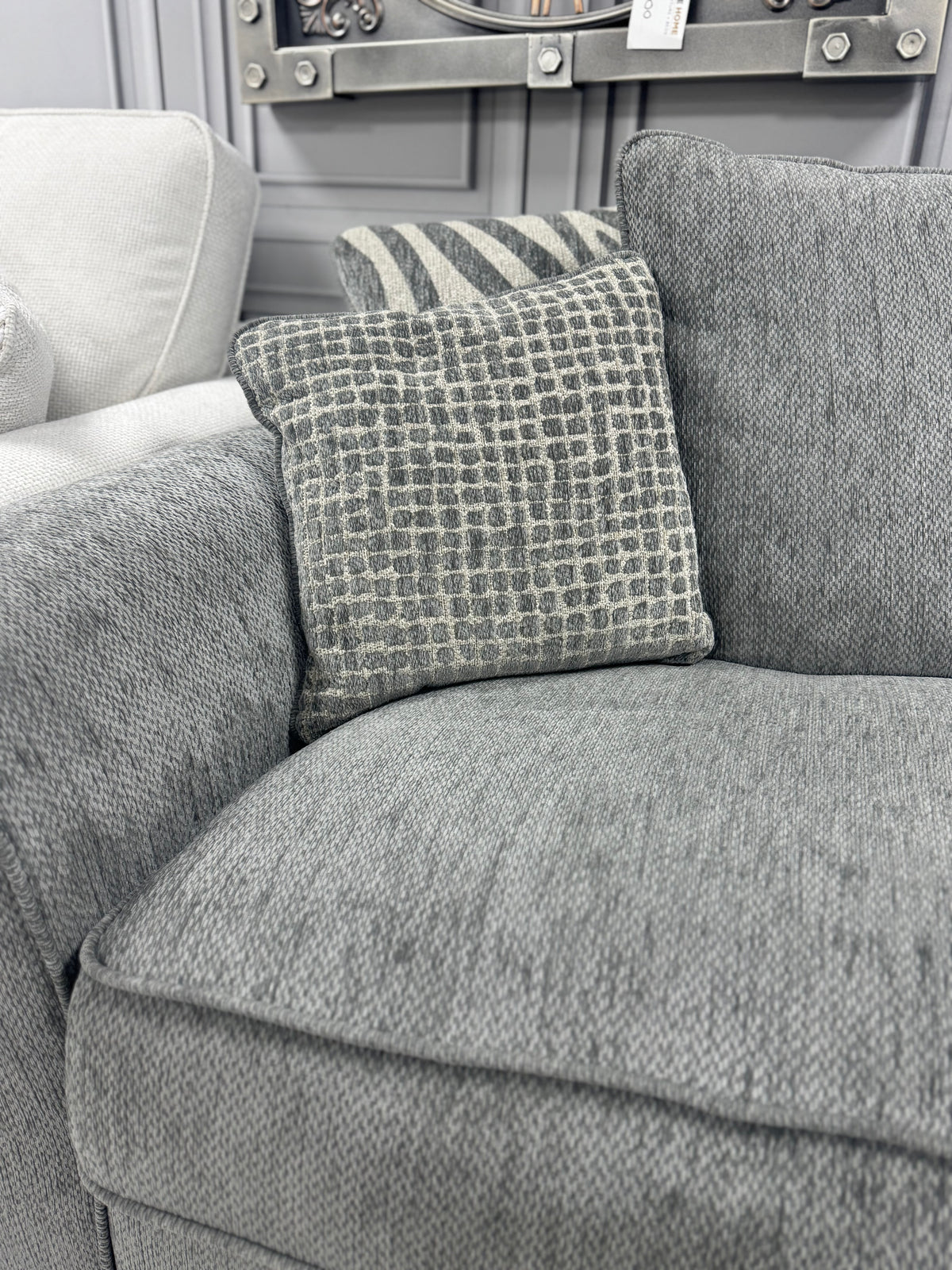 Fantasy Silver 2 On 1 Corner Sofa (Ex Display)