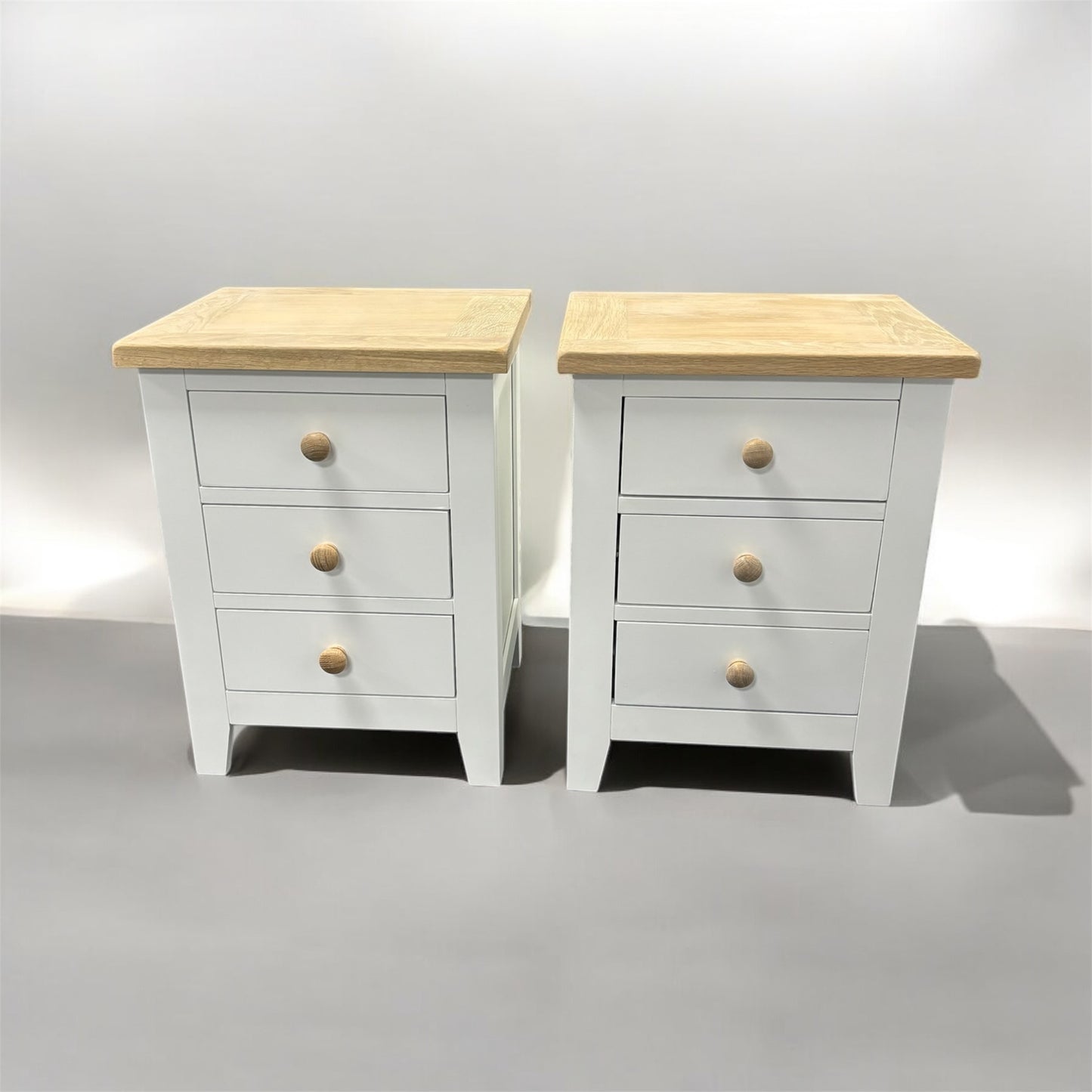 3 Drawer White Bedside Table (PAIR)