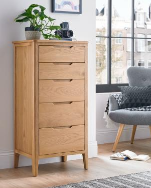 5 Drawer Tall Chest - Harkuta Oak Collection For The Home Interiors