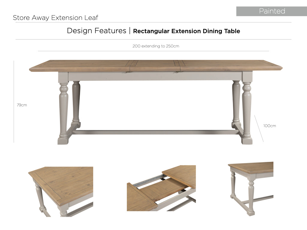 Chateau Painted 200-250cm Extension Dining Table