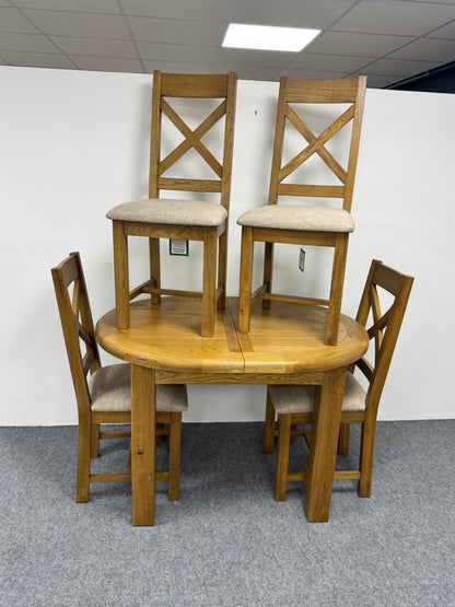 Oak Oval 1.2m Extending Dining Table & 4 Chairs