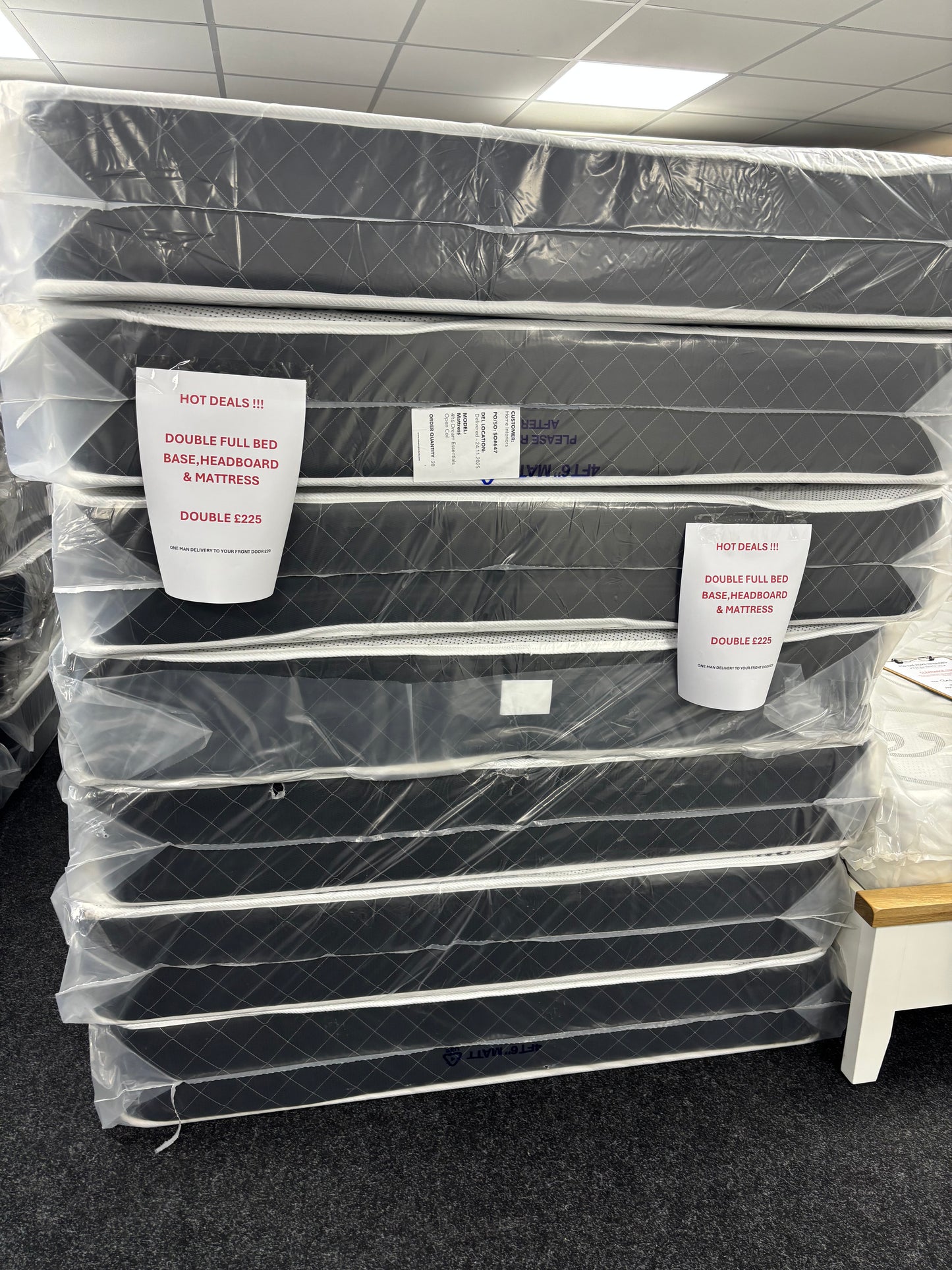 Double Base, Mattress & Headboard Set