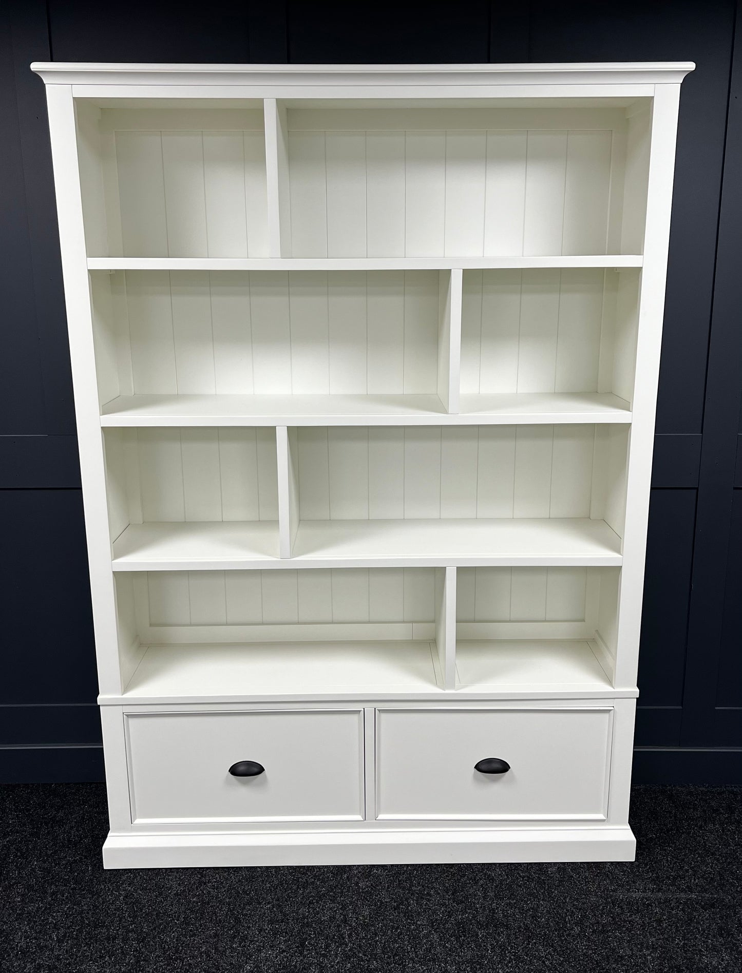 White Large Bookcase With Drawers