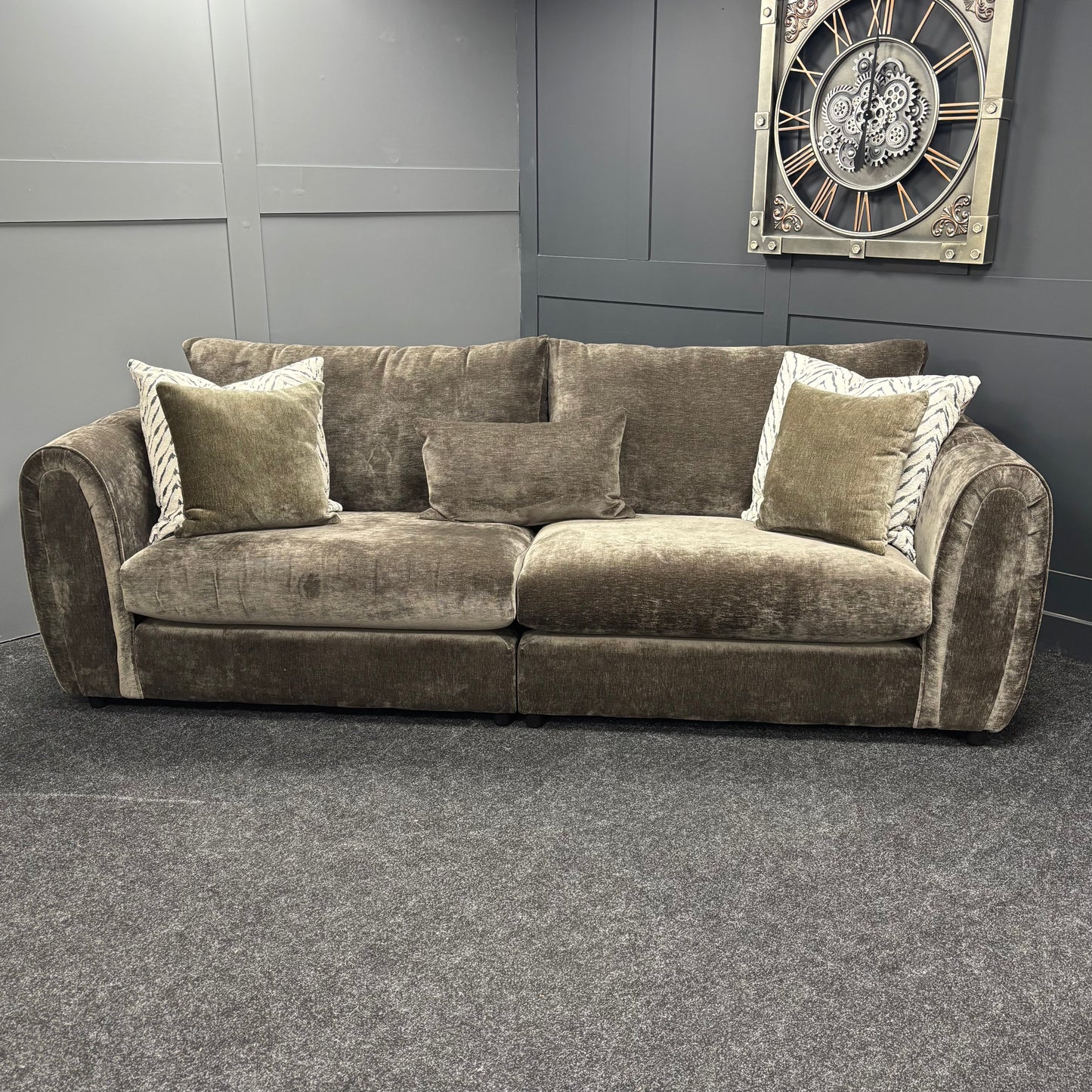 Dark Mink 4 Seater Sofa & Swivel Chair Set