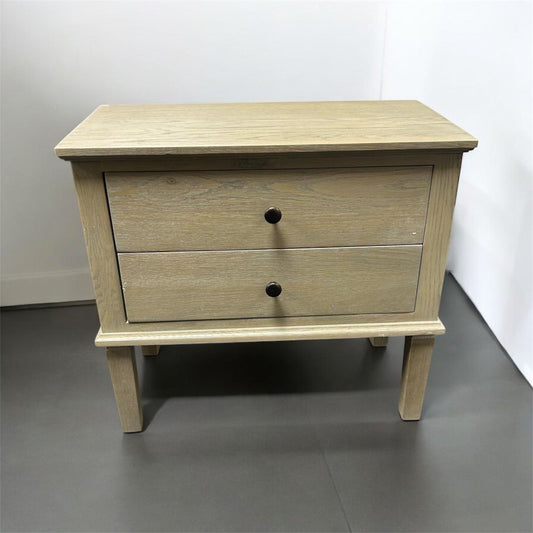 Smoked Oak Wide 2 Drawer Bedside Table