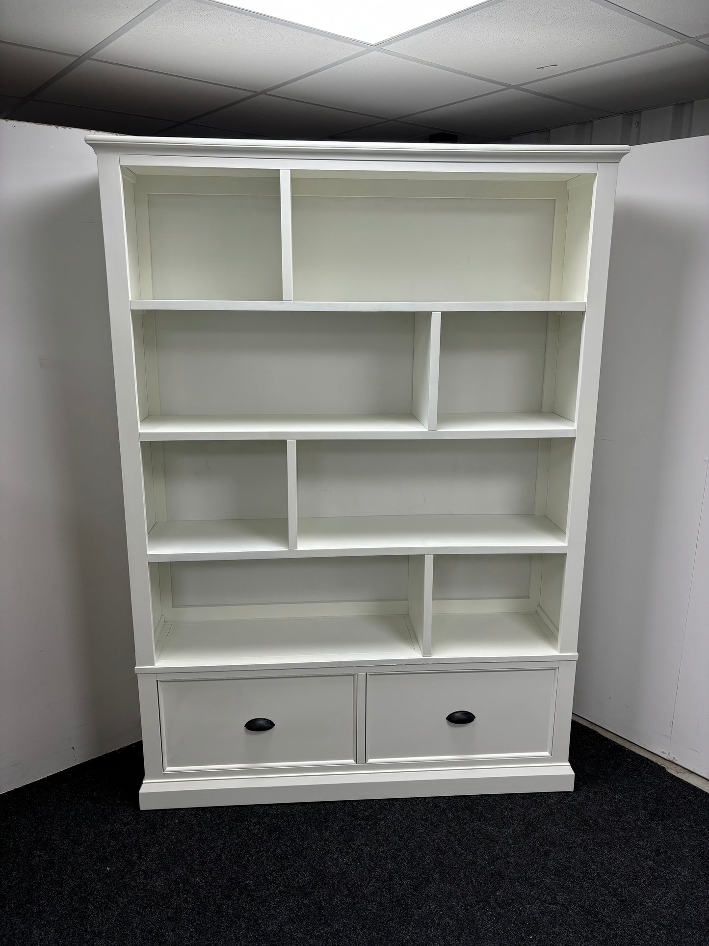 White Large Bookcase With Drawers