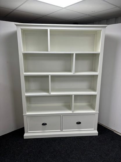 White Large Bookcase With Drawers