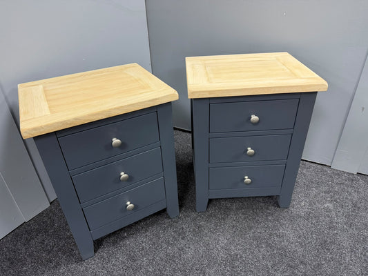 Charcoal 3 Drawer Bedside Tables (Pair)