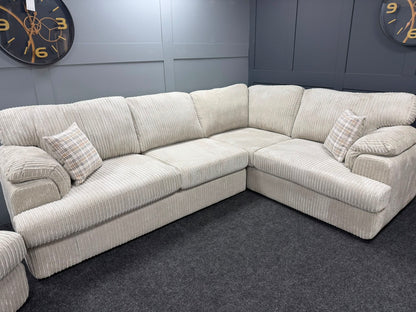 Mink Corded 2 On 1 RHF Corner Sofa & Arm Chair Set