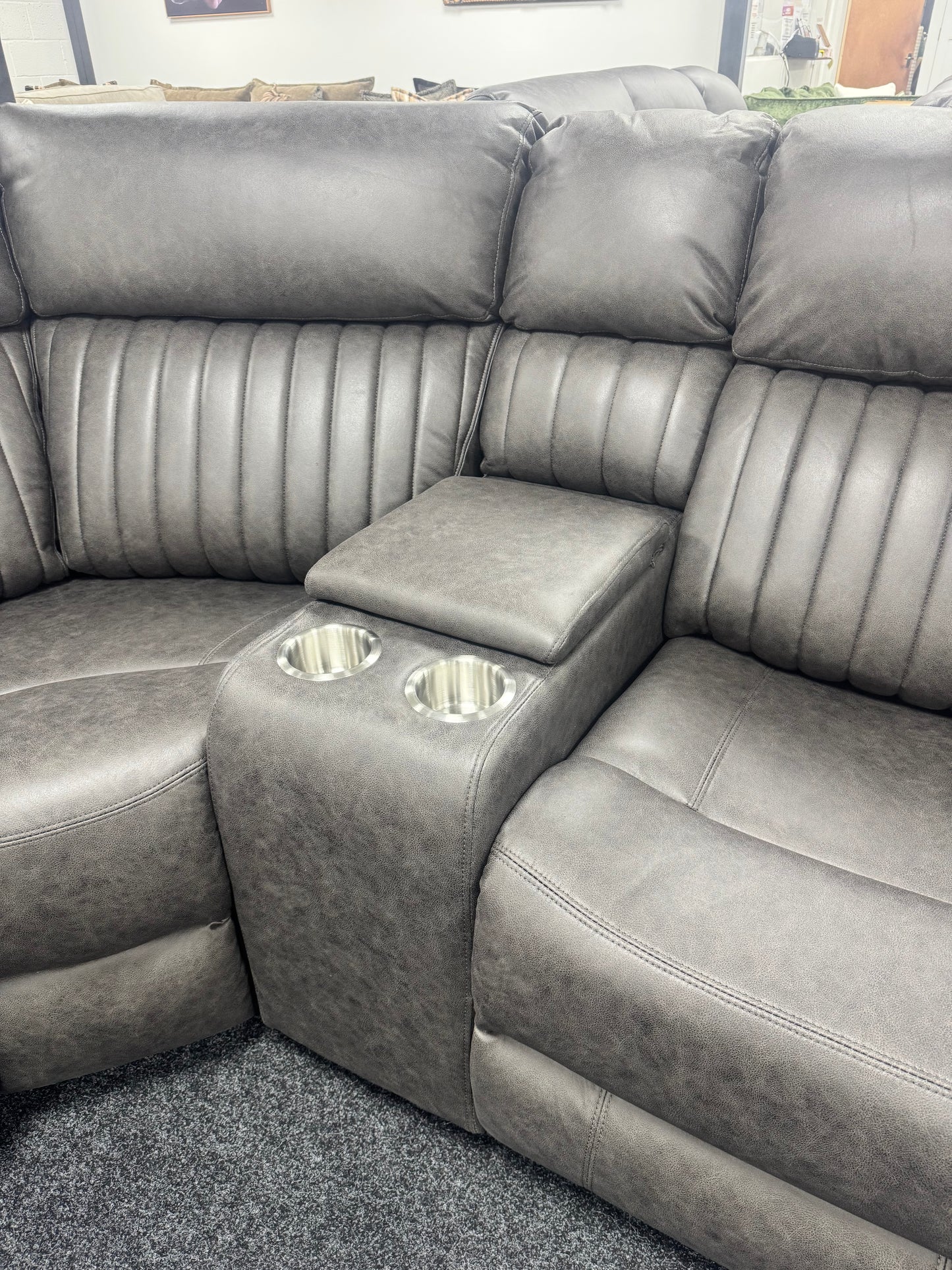 Grey Leather 2 On 2 Electric Recliner Corner Sofa