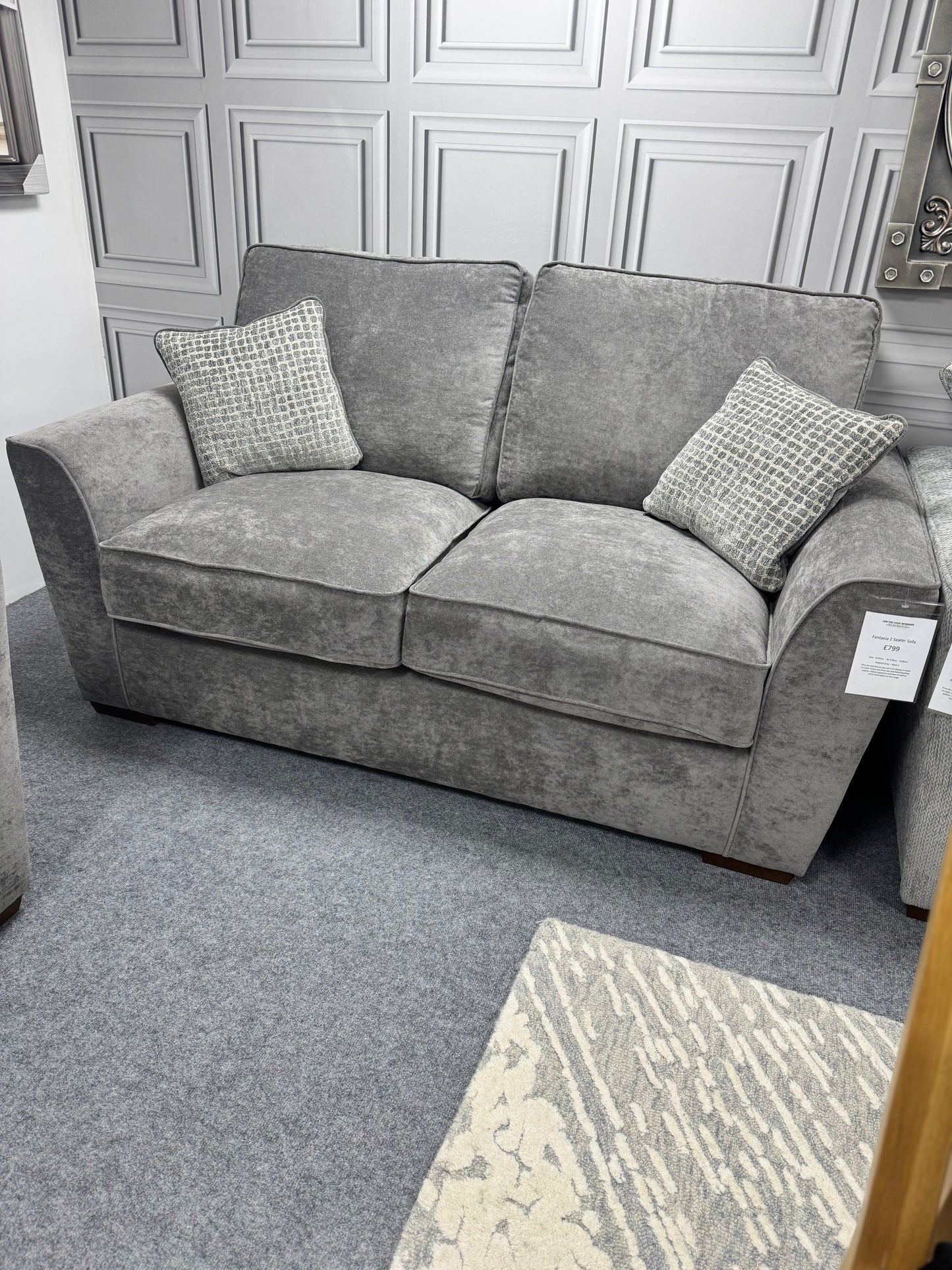 Grey Fantasia 2 Seater & Love Chair Sofa Set (Ex Display)