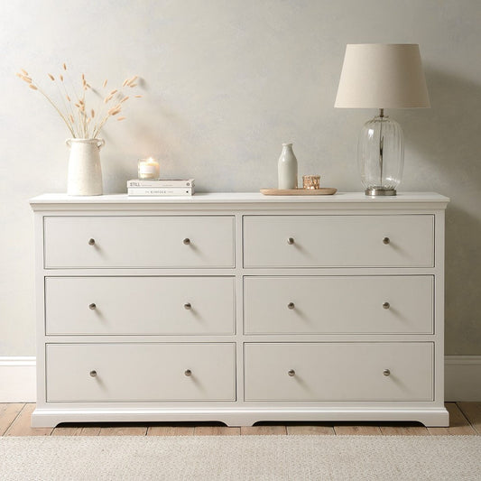 Soft White Large 6 Drawer Chest Of Drawers