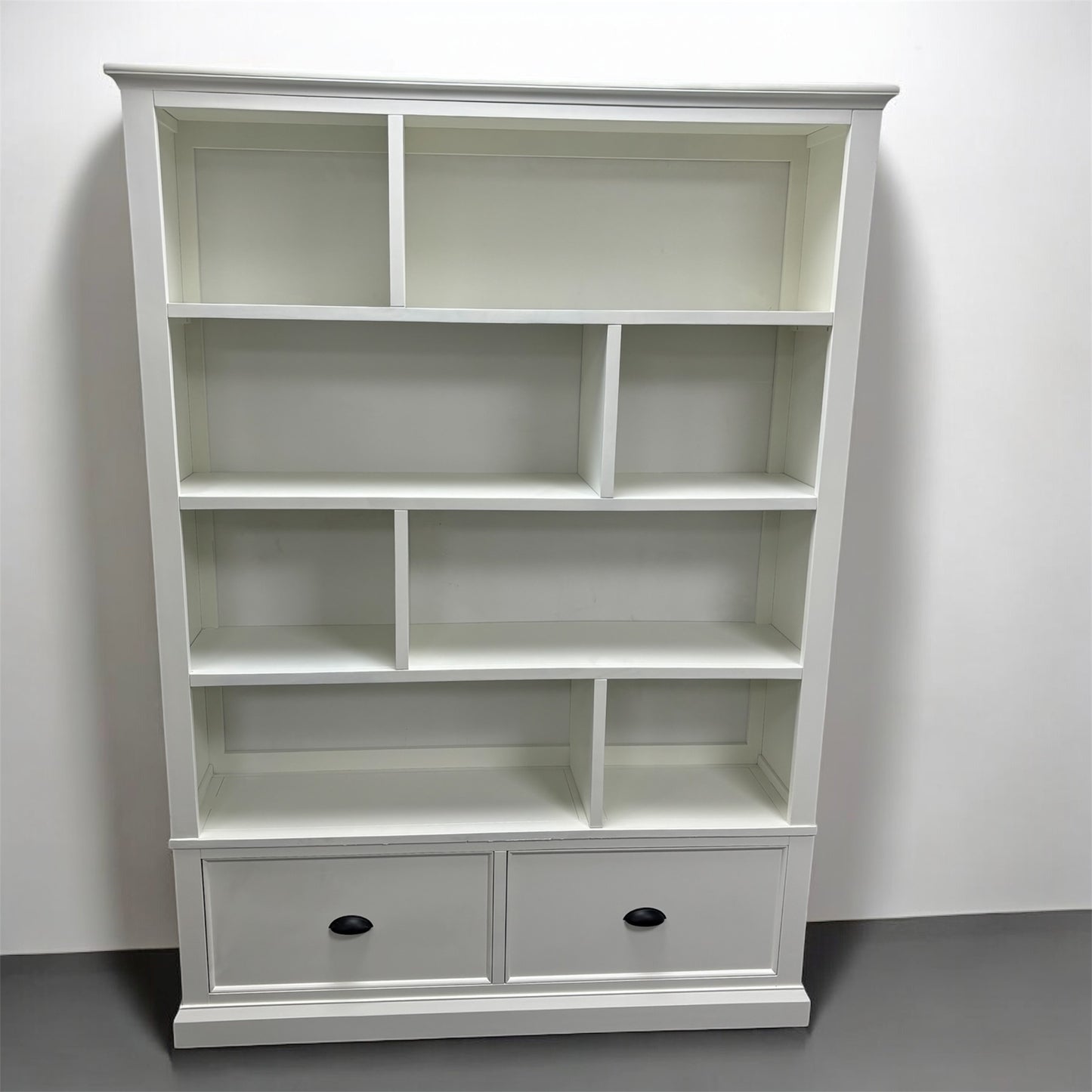 White Large Bookcase With Drawers