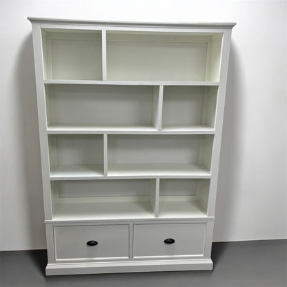 White Large Bookcase With Drawers