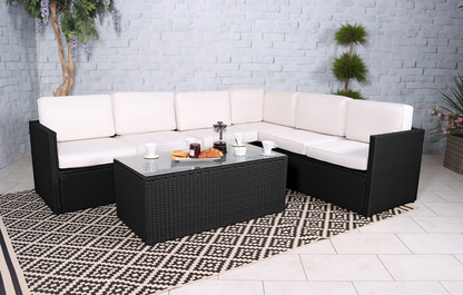 Berlin Rattan 6 Seater Corner Sofa - Black For The Home Interiors