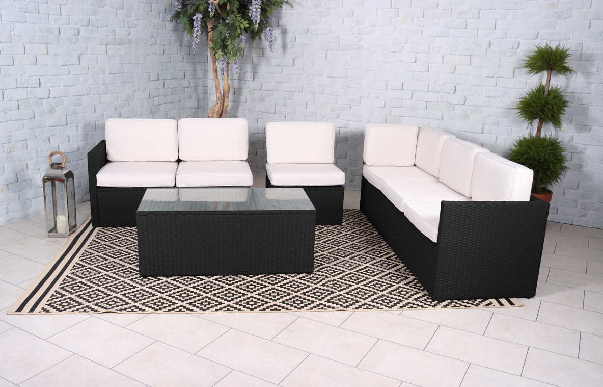 Berlin Rattan 6 Seater Corner Sofa - Black For The Home Interiors