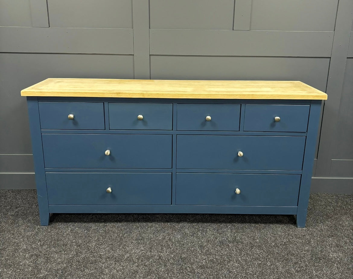 Blue 8 Drawer Chest Of Drawers With Oak Top For The Home Interiors