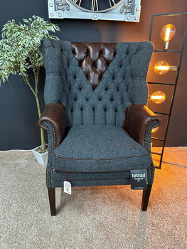 Blue Harris Tweed Wing Chair For The Home Interiors