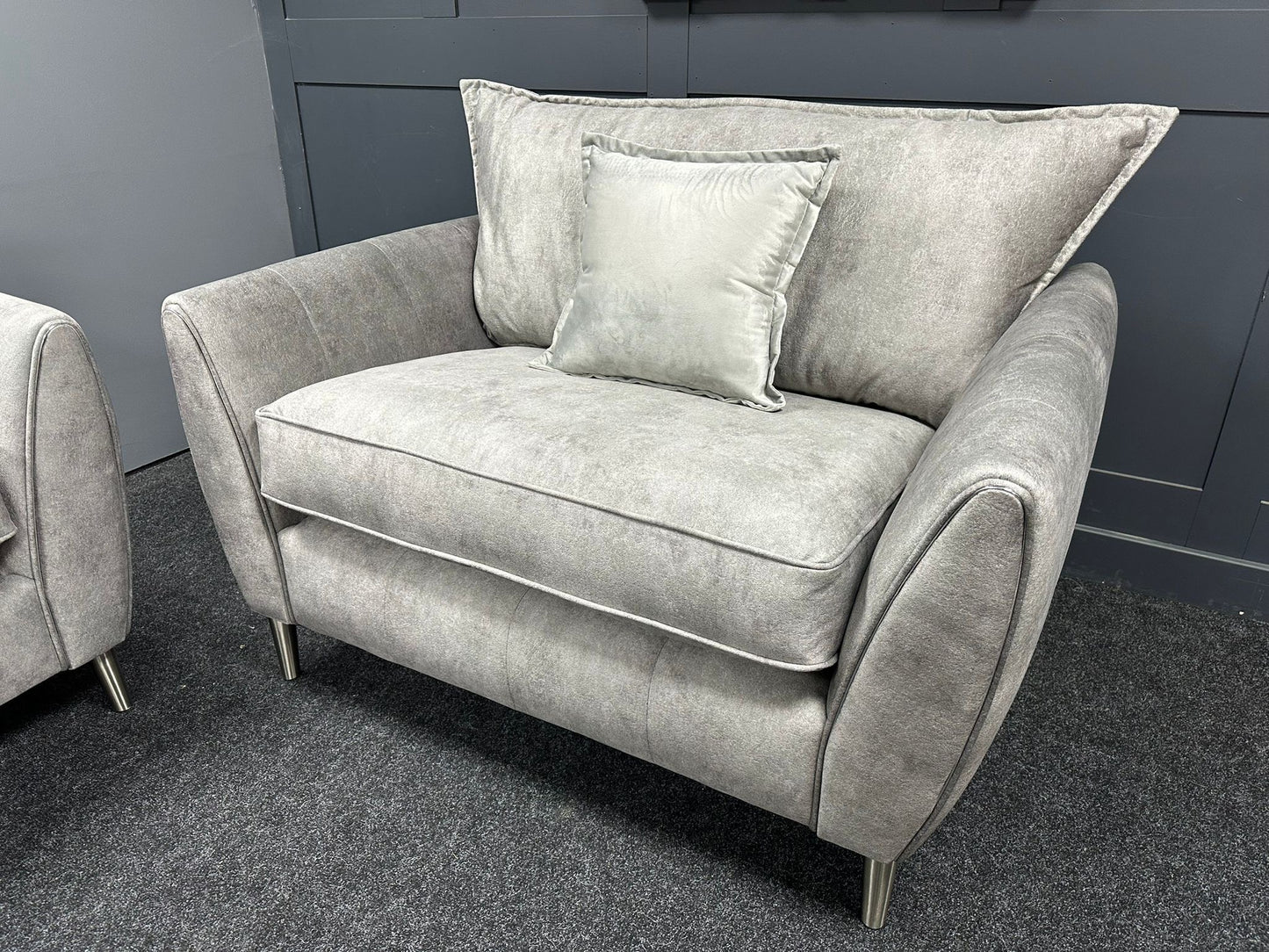Silver 4 Seater Sofa & Love Chair Set
