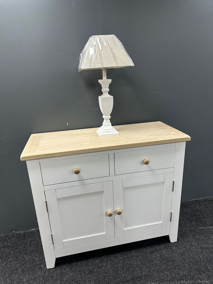 White Small Sideboard With Oak Top