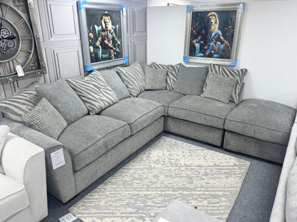 Fantasy Silver 2 On 1 Corner Sofa (Ex Display)