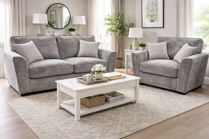 Grey Fantasia 2 Seater & Love Chair Sofa Set (Ex Display)