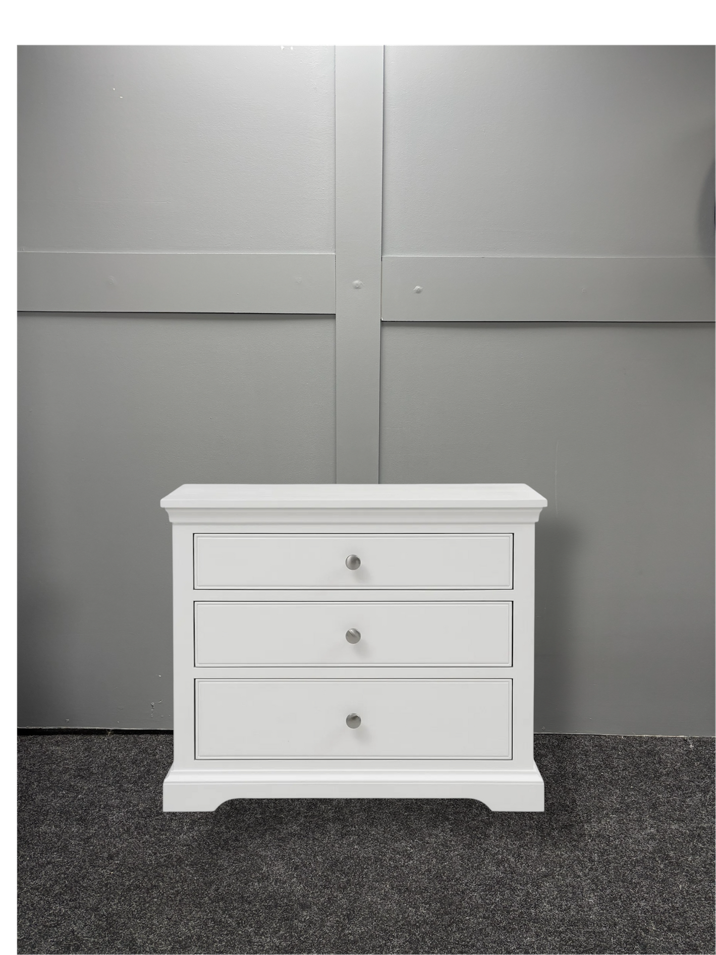 White Large 3 Drawer Bedside Table