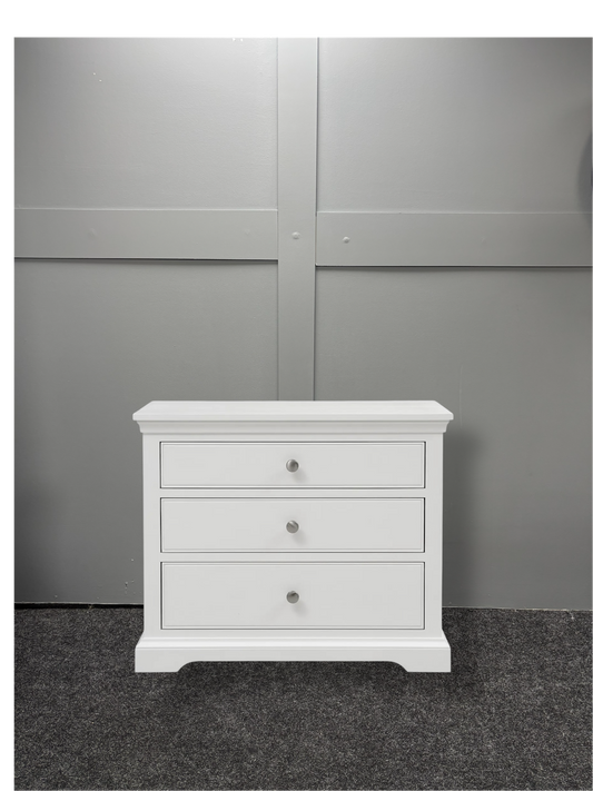 White Large 3 Drawer Bedside Table