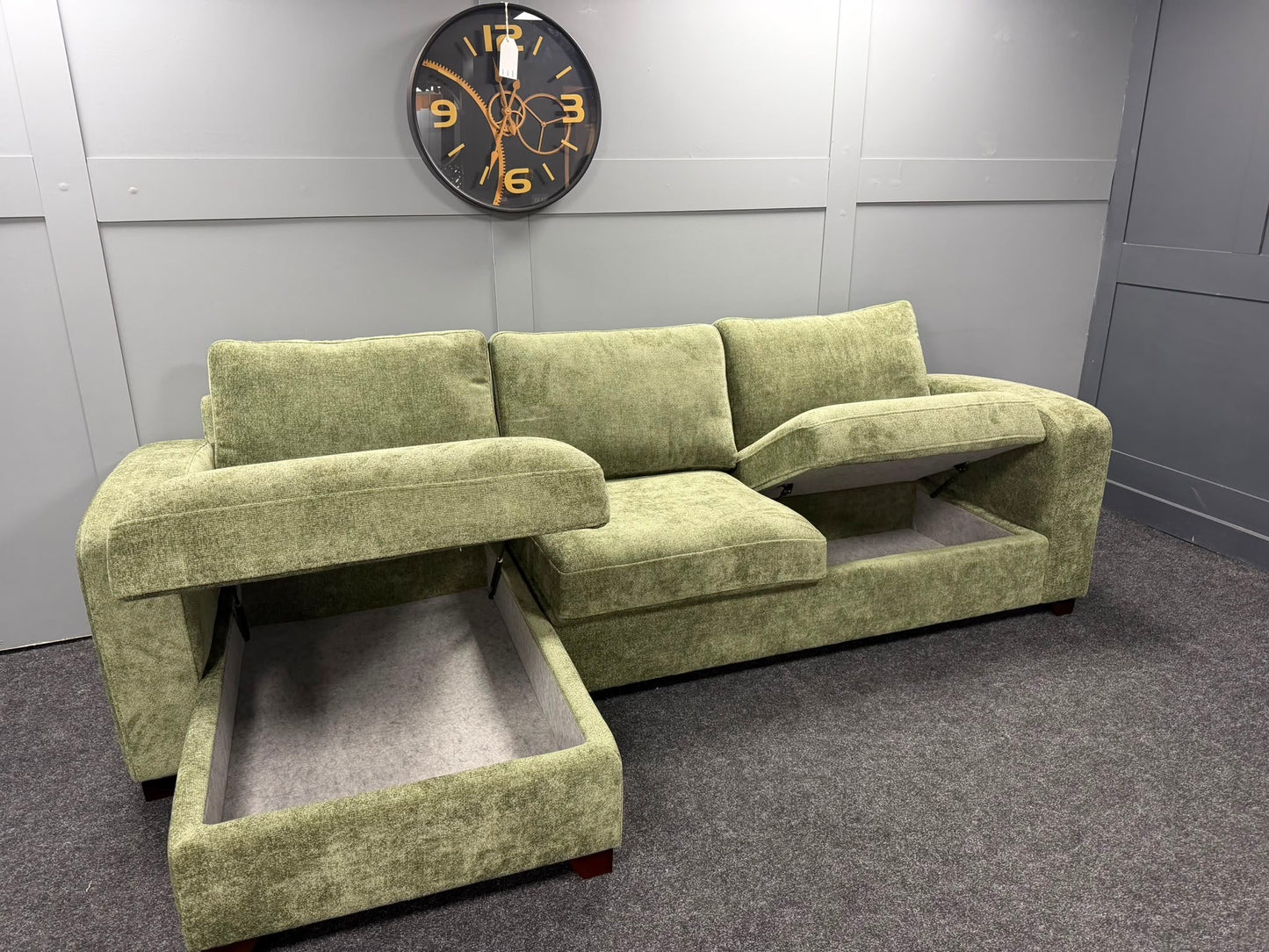 Forest Green LHF Full Storage Chaise