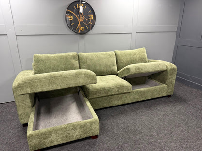 Forest Green LHF Full Storage Chaise