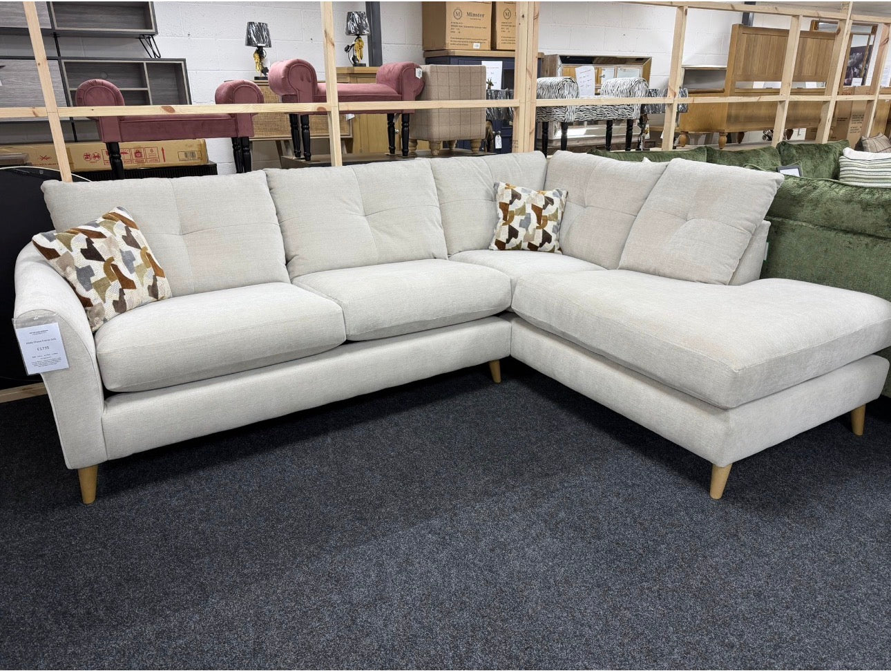 Linen RHF Chaise Corner Sofa