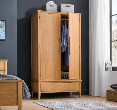 Double Wardrobe With Drawer - Harkuta Oak Collection For The Home Interiors