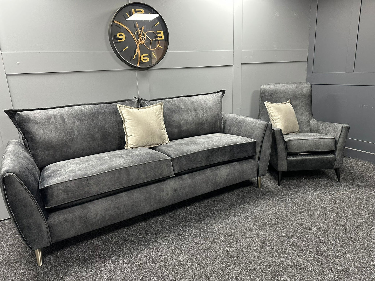 Charcoal 4 Seater Sofa & Accent Chair Set